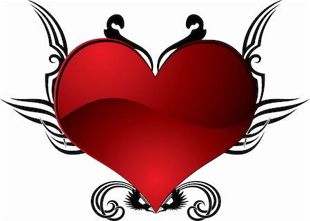 abstract heart tattoo in red and black ideal for valentines day Foto de stock - Super Valor sin royalties y Suscripción, Código: 400-03952210