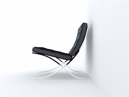 3d rendered illustration of one black leather chair Stock Photo - Budget Royalty-Free & Subscription, Code: 400-03952254