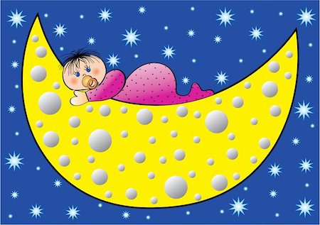 pauloribau (artist) - Illustration of a moon with baby Foto de stock - Super Valor sin royalties y Suscripción, Código: 400-03952304