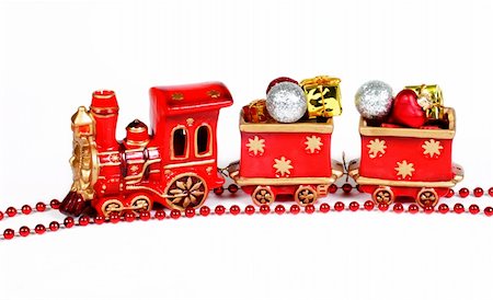 Christmas decoration - red train Stock Photo - Budget Royalty-Free & Subscription, Code: 400-03952414