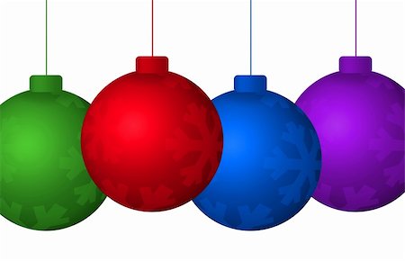 simsearch:600-02264797,k - Graphic illustration of colorful hanging christmas tree ornaments isolated against a white background. Fotografie stock - Microstock e Abbonamento, Codice: 400-03952639