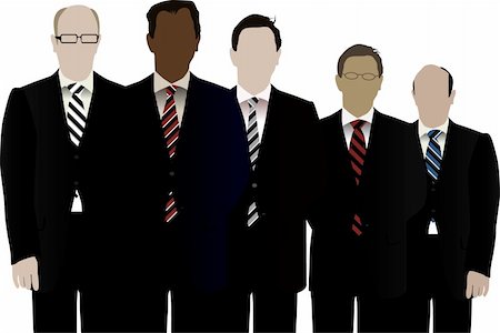 Five vector business men smartly dressed. Stock Photo - Budget Royalty-Free & Subscription, Code: 400-03952975