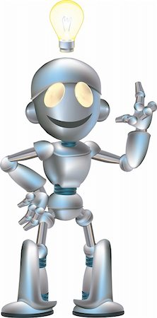 draw light bulb - A very cute robot character, available in several poses Stock Photo - Budget Royalty-Free & Subscription, Code: 400-03953030