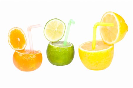 simsearch:400-03931888,k - Citrus abstract fruit drink with straws isolated Stock Photo - Budget Royalty-Free & Subscription, Code: 400-03953112