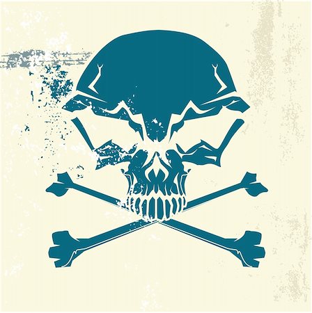 simsearch:400-05001539,k - Stylized human skull and bones symbol. Grunge background. Can be used as danger or warning sign. Vector illustration. Stock Photo - Budget Royalty-Free & Subscription, Code: 400-03953167