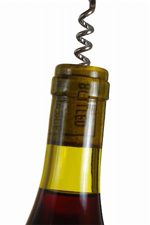 simsearch:659-06671105,k - Opening a wine bottle with corkscrew, isolated on white Stockbilder - Microstock & Abonnement, Bildnummer: 400-03953337