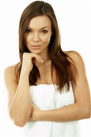 scale makeup woman - Portrait of Fresh and Beautiful sexy woman in white towel Stock Photo - Budget Royalty-Free & Subscription, Code: 400-03953479