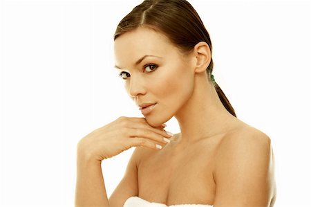 scale makeup woman - Portrait of Fresh and Beautiful sexy woman in white towel Stock Photo - Budget Royalty-Free & Subscription, Code: 400-03953521