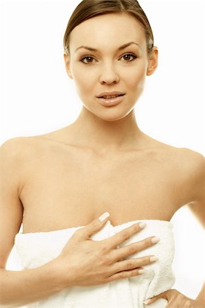 scale makeup woman - Portrait of Fresh and Beautiful sexy woman in white towel Stock Photo - Budget Royalty-Free & Subscription, Code: 400-03953537
