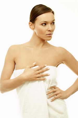 scale makeup woman - Portrait of Fresh and Beautiful sexy woman in white towel Stock Photo - Budget Royalty-Free & Subscription, Code: 400-03953538