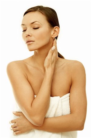 scale makeup woman - Portrait of Fresh and Beautiful sexy woman in white towel Stock Photo - Budget Royalty-Free & Subscription, Code: 400-03953530