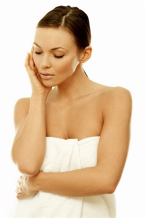 scale makeup woman - Portrait of Fresh and Beautiful sexy woman in white towel Stock Photo - Budget Royalty-Free & Subscription, Code: 400-03953531