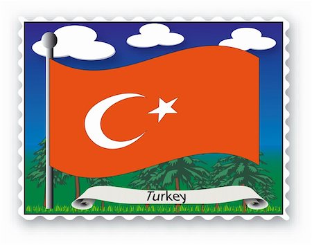 simsearch:400-03969085,k - Stamp with flag from Turkey- Vector Photographie de stock - Aubaine LD & Abonnement, Code: 400-03953632