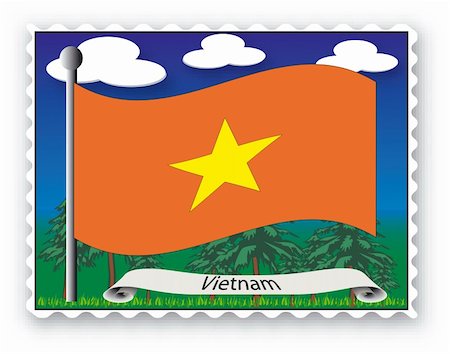 simsearch:841-06447292,k - Stamp with flag from Vietnam- Vector Foto de stock - Super Valor sin royalties y Suscripción, Código: 400-03953650
