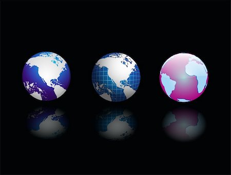 simsearch:400-03917051,k - Three globe on black abstract background, vector illustration Stock Photo - Budget Royalty-Free & Subscription, Code: 400-03964046