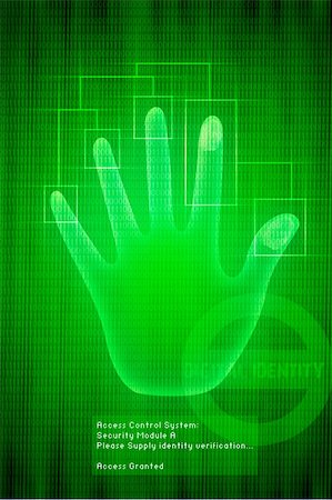 simsearch:400-04474942,k - Vector digital Scan of Hand verification on green background, illustration Photographie de stock - Aubaine LD & Abonnement, Code: 400-03964041