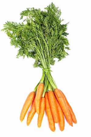 simsearch:622-07841105,k - Bunch of fresh carrots with soft shadow on white background Stock Photo - Budget Royalty-Free & Subscription, Code: 400-03964348