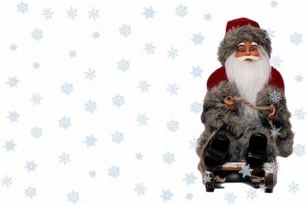 father christmas family portrait - Santa Claus on his sledge with snow Photographie de stock - Aubaine LD & Abonnement, Code: 400-03964680