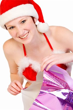 simsearch:614-02072983,k - portrait of a beautifull girl dressed up for christmas. File has a clipping path for your covenience. Foto de stock - Royalty-Free Super Valor e Assinatura, Número: 400-03964695