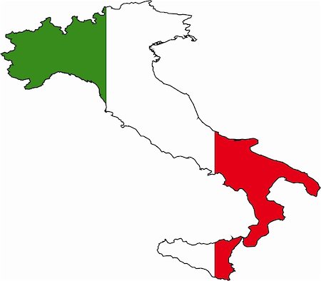 simsearch:400-03969085,k - Vector Illustration of a Map and Flag from Italy Photographie de stock - Aubaine LD & Abonnement, Code: 400-03964725