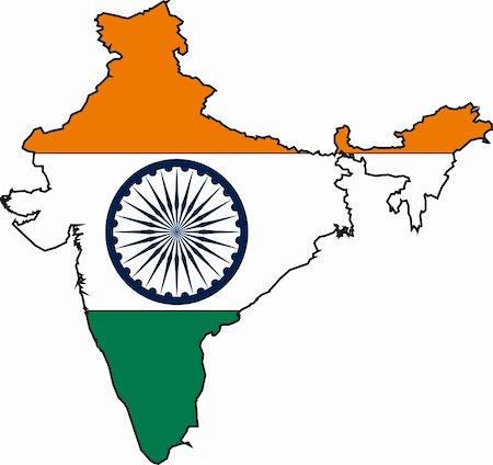 simsearch:400-03969085,k - Vector Illustration of a Map and Flag from India Photographie de stock - Aubaine LD & Abonnement, Code: 400-03964722