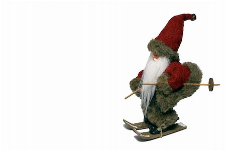 santa claus ski - Christmas landscape of Santa Claus with ski - side view Stock Photo - Budget Royalty-Free & Subscription, Code: 400-03964768