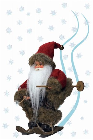santa claus ski - Christmas portrait of Santa Claus skiing in the snow Foto de stock - Super Valor sin royalties y Suscripción, Código: 400-03964771