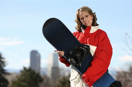 young sexy girl standing with a snowboard Stock Photo - Budget Royalty-Free & Subscription, Code: 400-03965013