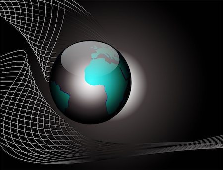 simsearch:649-07064007,k - Vector illustration black abstract background with globe Fotografie stock - Microstock e Abbonamento, Codice: 400-03965224