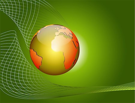 Vector illustration waves abstract background with globe Photographie de stock - Aubaine LD & Abonnement, Code: 400-03965229