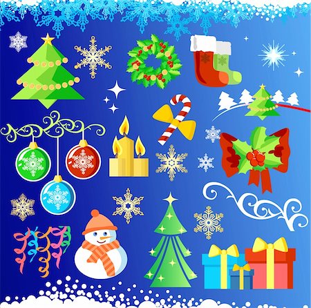 simsearch:6111-06837739,k - Big set elements for Christmas design & background / vector / Photographie de stock - Aubaine LD & Abonnement, Code: 400-03965337