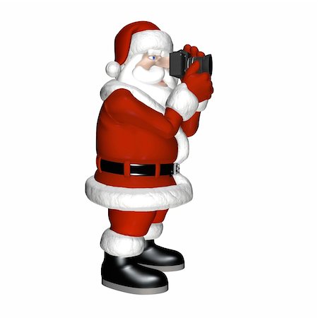 film equipment - Santa taking pictures with a SLR camera. Isolated on a white background. Foto de stock - Super Valor sin royalties y Suscripción, Código: 400-03965464