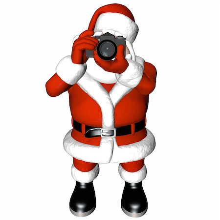 film equipment - Santa taking pictures with a SLR camera. Isolated on a white background. Foto de stock - Super Valor sin royalties y Suscripción, Código: 400-03965465