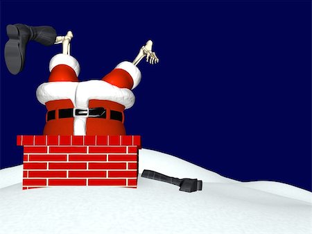 santa claus on the chimney - Santa got stuck going down a chimney and didn't survive. Bah Humbug Stock Photo - Budget Royalty-Free & Subscription, Code: 400-03965469