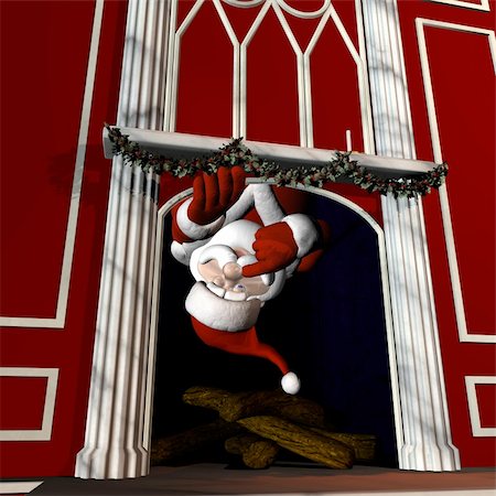 santa chimney - Santa using Magic to go up a chimney. With a wink and a finger next to his nose. Stock Photo - Budget Royalty-Free & Subscription, Code: 400-03965472