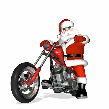 Santa looking cool with a bit of an attitude on his shiny new red and chrome chopper. Stock Photo - Budget Royalty-Free & Subscription, Code: 400-03965473