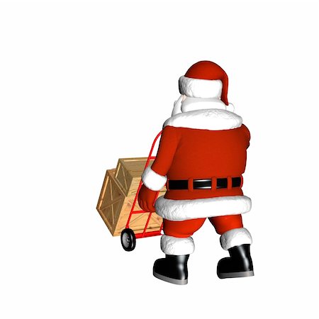 Santa pushing a hand cart with shipping crates. Photographie de stock - Aubaine LD & Abonnement, Code: 400-03965502