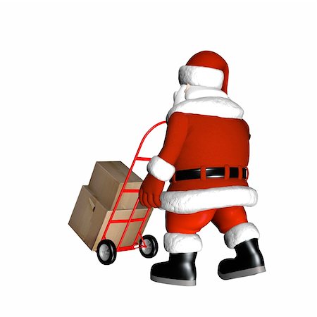 Santa pushing a hand cart with shipping boxes. Isolated on a white background. Photographie de stock - Aubaine LD & Abonnement, Code: 400-03965503