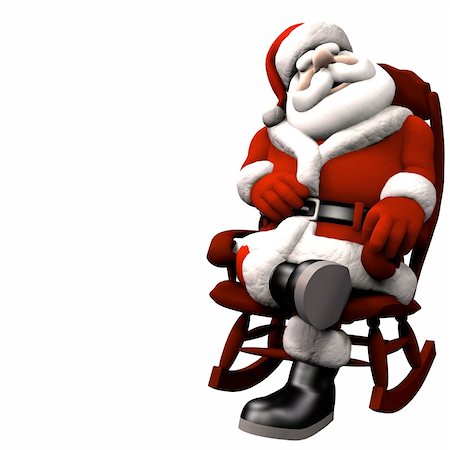 exhausted santa claus - Santa Sleeping in a rocking chair after a long night of deliveries.  Isolated Stock Photo - Budget Royalty-Free & Subscription, Code: 400-03965538