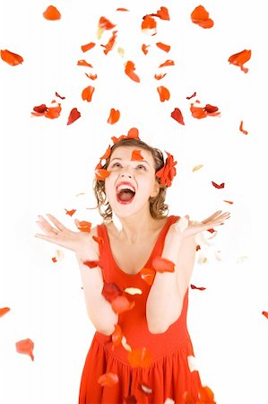 simsearch:400-03965656,k - girl in red covered in rose petals Photographie de stock - Aubaine LD & Abonnement, Code: 400-03965680