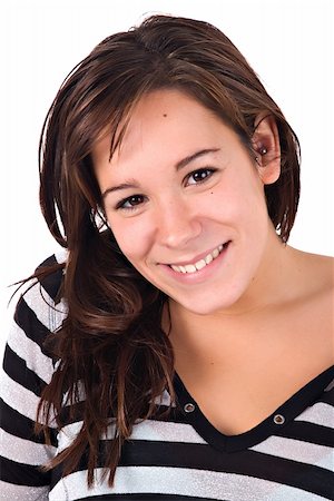 scale makeup woman - Beautiful young woman smiling. Copy space. Foto de stock - Super Valor sin royalties y Suscripción, Código: 400-03965795