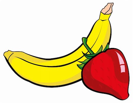 Line illustration for the strawberry and banana Stock Photo - Budget Royalty-Free & Subscription, Code: 400-03966103