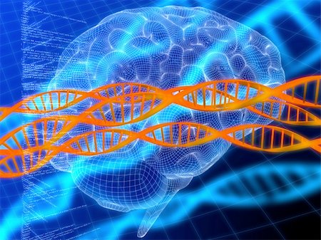 3d rendered illustration of a code, a brain and dna Stock Photo - Budget Royalty-Free & Subscription, Code: 400-03966148