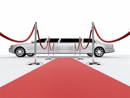 3d rendered illustration of a white limousine on a red carpet Stock Photo - Budget Royalty-Free & Subscription, Code: 400-03966140