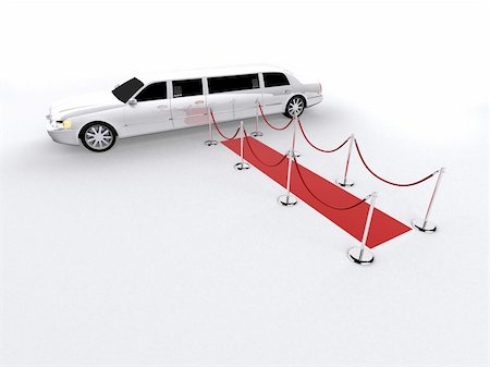 3d rendered illustration of a white limousine on a red carpet Stock Photo - Budget Royalty-Free & Subscription, Code: 400-03966141