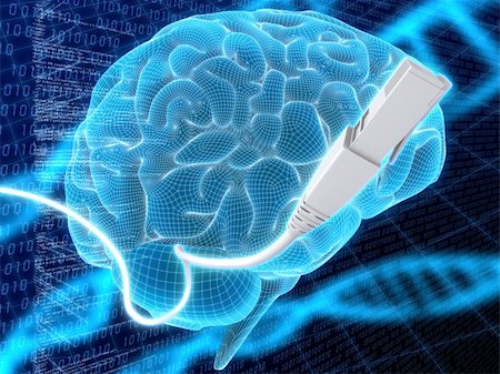 3d rendered illustration of a wire brain and a network cable on a digital background Photographie de stock - Aubaine LD & Abonnement, Code: 400-03966150