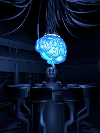 robotic arm - 3d rendered illustration of a reactor a big brain Stock Photo - Budget Royalty-Free & Subscription, Code: 400-03966206