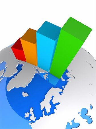 simsearch:700-01259924,k - 3d rendered illustration of a globe and a colored statistic Photographie de stock - Aubaine LD & Abonnement, Code: 400-03966234