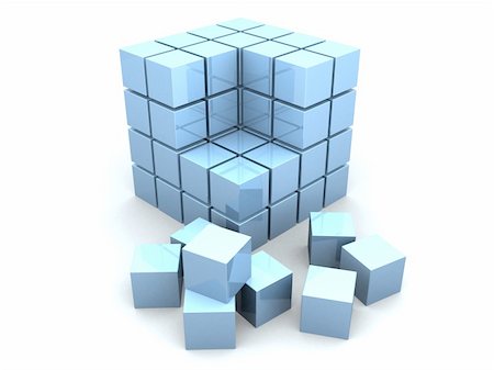 simsearch:400-03967200,k - 3d rendered illustration of many little blue cubes Foto de stock - Royalty-Free Super Valor e Assinatura, Número: 400-03966897