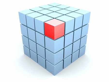simsearch:400-03947078,k - 3d rendered illustration of many little blue cubes and one red cube Stock Photo - Budget Royalty-Free & Subscription, Code: 400-03966899
